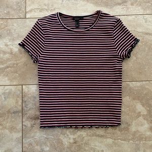 NWOT Forever 21 Striped Lettuce Edge Top